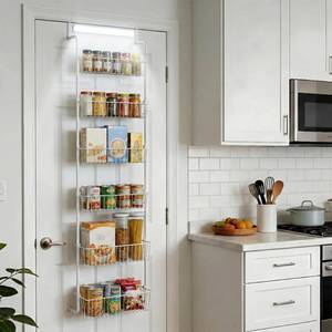 lot 13035 image: HOKOSFOKOS Over Door Organizer Storage - 6 Tier White Metal Over the Door Pantry Organizer Heavy Duty Hanging Storage Rack, Behind Cabinet Shelves for Home, Kitchen, Bathroom, Closet, Pantry
