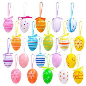 lot 14183 image: JOYFISCO 24Pcs Easter Hanging Eggs Colorful Easter Ornaments for Tree Decorations Basket DIY Crafts Holiday Party Favors Random Style