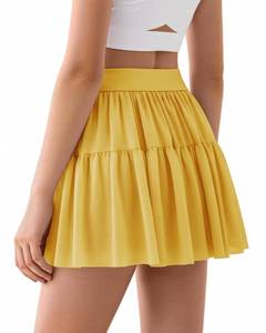 lot 14184 image: Hvididan Girls Mesh Tennis Skirt Summer Elastic High Waisted Athletic Skorts with Built-in Shorts Kids Ruffle Skirts, Size 13-14 Years, Yellow