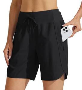 lot 14188 image: Willit Womens 7 Athletic Running Long Shorts Workout Hiking Shorts Quick Dry High Waisted Active Zipper Pocket Black 3XL