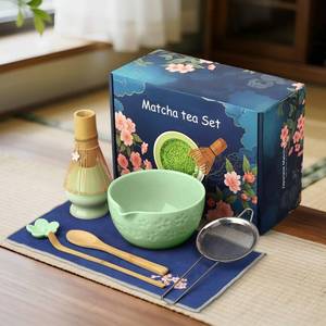 lot 14206 image: TUFGAM Matcha Whisk Set, Birthday Gifts for Women Mom Her, 8PCs Ceremony Matcha Tea Kit, 18OZ Matcha Bowl with Spout, Whisk, Bamboo Scoop, Sifter, Tea Towel, Ideal Gift for Christmas, Wedding (Green)