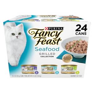 lot 14212 image: Purina Fancy Feast Variety Pack Fish, Seafood, Tuna and Salmon Flavor Gravy Wet Cat Food Cans - 3oz24ct