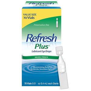 lot 14213 image: Refresh Plus Lubricant Eye Drops Preservative-Free Artificial Tears - 0.01 fl oz (0.4mL) - 70 Single-Use Containers