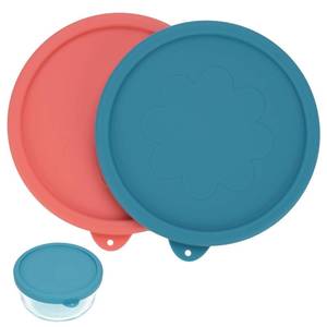 lot 14231 image: LUVCOSY 4 Cup Round Silicone Storage Cover Lids Replacement for Anchor Hocking and Pyrex 7201-PC Glass Bowls (Container not Included) 2 Pack Light Red & Deep Blue