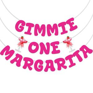 lot 14279 image: SKJIAYEE Gimmie One Margarita Banner Kit, Pink Moo Moos and Margaritas Bachelorette Party Decorations, Margarita 21st 25th 30th Birthday Party Supplies Ideas Gifts Jokes Favors
