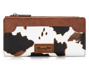 lot 14284 image: Montana West Wrangler Cow Print Wallets Womens Bifold Credit Card Wallet Womens Wallets, Card Cases & Money Organizers Brown Wallet for Women Ladies Female Cash Wallett with Smooth Zipper