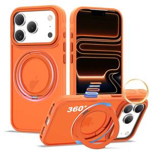 lot 14295 image: XIQI Compatible with iPhone 17 Pro Case 6.3 with Magnetic 360 Rotatable Ring Stand & AI Camera Control ButtonCompatible with Mag-Safe Translucent Matte Phone Cover for Men Wowen,Orange