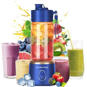 lot 14305 image: Portable Glass Blender Cup, 500ml Electric USB Mini Juicer Blender for Shakes and Smoothies, 12 Stainless Steel Blades, Rechargeable Lightweight Travel & Gym Mixer (Blue)