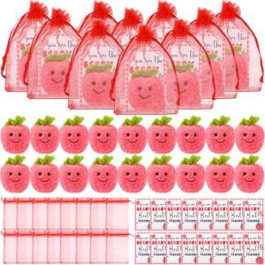 lot 14338 image: Weysat 24 Sets Teacher Appreciation Gifts Strawberry Plush Keychains Pendant for Women Men with You Are The Berry Strawberry Cards and Organza Bags Teacher Appreciation Week Inspirational Gifts