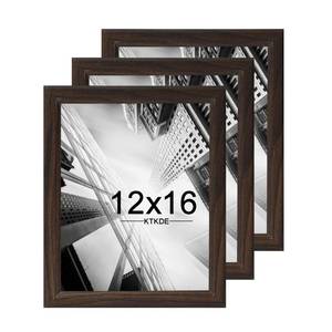 lot 19143 image: KTKDE 12x16 Picture Frame Set of 3,Walnut Wooden frames, Vertical & Horizontal Wall Hanging for Wall Display,Studio Gallery Photo Frame for Photos, Posters & Art Prints