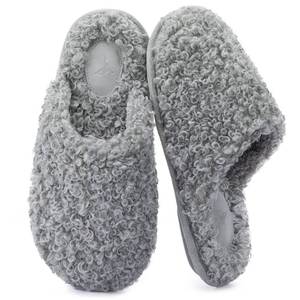 lot 19149 image: RockDove Womens Twirl Fleece Cozy Scuff Slippers with Memory Foam, Indoor Non-Slip Rubber Sole, Gift-Ready House Shoes, Size 11-12 US Women, Ash Grey
