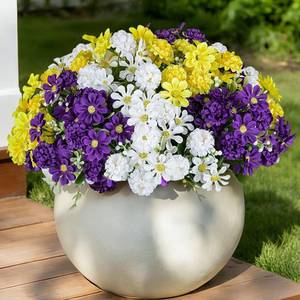 lot 19168 image: BLOSMON Faux Flowers for Outdoor Planters 12 Pcs Fake Flower for Front Porch Urns Decoration - UV Resistant Artificial Silk Outside Flowers Arrangement for Summer Window Box (Pink Purple Yellow Red)