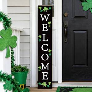 lot 19179 image: St Patricks Day Porch Decor St Patricks Day Porch Sign Shamrocks Outdoor Decorations Welcome Sign for Front Door Wooden Door Decorations Indoor Outside 46.8 Inch