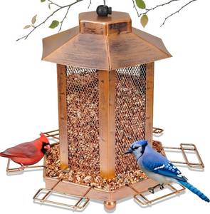 lot 19189 image: Lantern-Shaped Metal Bird Feeder for Outdoor Hanging, 5.1LB Large Capacity, Garden Decoration - Attracts Wild Birds, Durable Outdoor Bird Feeding Station for Garden Yard Outside Backyard
