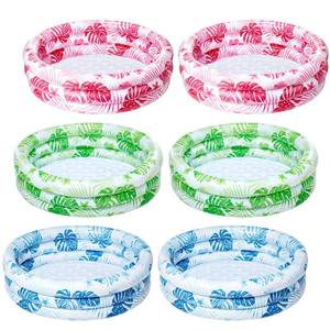 lot 19191 image: VioraWhite 6 Pack Inflatable Kiddie Swimming Pool 34 x 10 Inch Hawaii 3 Rings Round Baby Pool for Toddler Kids Indoor Outdoor Water Game Play
