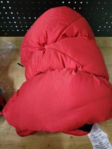 lot 19192 image: Red Puffer Comforter  with Black Lining 64inx88in
