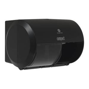 lot 19796 image: Georgia-Pacific Compact 2-Roll Side-by-Side Coreless High-Capacity Toilet Paper Dispenser by GP PRO (Georgia-Pacific) Black 56784A 1 Dispenser