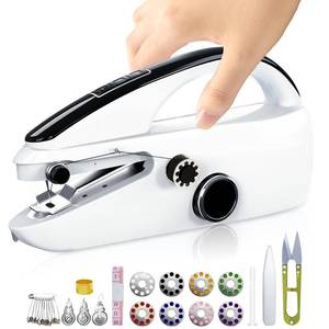 lot 19802 image: Mini Handheld Sewing Machine for Beginners Compact Mini Sewing Machine, Lightweight Portable Handheld Stitcher for Quick Repairs Crafts