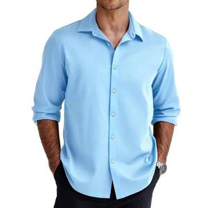 lot 20282 image: Envmb Mens Slim-Fit Dress Shirts Long Sleeve Button Down Collar Shirts Casual Business Stretch Formal Shirt with Pocket Lightblue XL