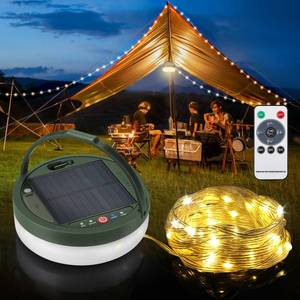 lot 20294 image: Anpro Solar Camping String Lights 4 in 1 39.4Ft Ultra Long 150LEDs, 3600mAh Outdoor String Lights Solar Powered and USB Rechargeable Light with Remote Control, Portable Camping Light for Hiking