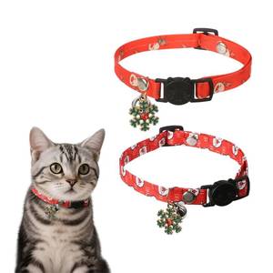 lot 20300 image: Christmas Cat Collar Breakaway 2 Pack, Cat Collar with Bell & Charms, Adjustable Kitten Cute Christmas Themed Safety Collar for Boys and Girls