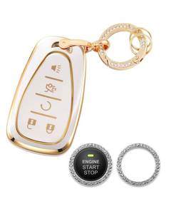 lot 20307 image: Homaupt for Chevy Key Fob Cover Compatible with Chevrolet Equinox Malibu Camaro Traverse 5 Buttons, Soft TPU Keys Shells (white)