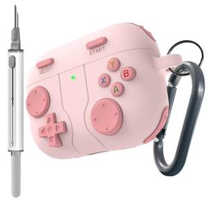 lot 20316 image: for AirPods Pro 3 Case(2025) DamonLight Game Case Shock-Proof Protective Silicone with Cleaning Pen and Keychain Accessories for Apple Airpods Pro 3rd Generation (Pink)