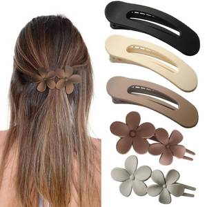 lot 20321 image: 5 PCS Flat Hair Clips, 4.3 Inch Large Lay Flat Claw Clips for Women Girls,2 Styles French Matte Non-slip Hair Barrettes for Thick Thin Fine Hair(Brown&Grey)