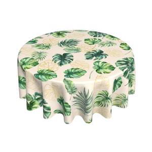 lot 20332 image: Giwawa Summer Tropical Leaf Tablecloth Round Hawaiian Monstera Palm Tree Leaves Table Cover Polyester Circle Washable Table Cloth 60in for Dining Kitchen Party Indoor Outdoor Decor