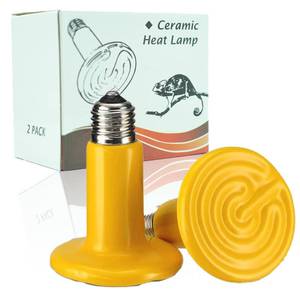 lot 20346 image: JZNCHP-Reptile Heat lamp-Ceramic Heat emitter-Bearded Dragon Tank Accessories 75W Yellow Infrared Bulb Emitter Lamp for Pet Heat lamp for Chickens(2-Pack)