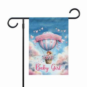 lot 20349 image: Welcome Home Baby Girl Garden Flag - Baby Shower Yard Sign - Flag Newborn Gender Reveal Lawn - Ideas Outdoor Decoration And Garden Terraces - Outdoor Yard Banner 12X18 Inch Double Sided