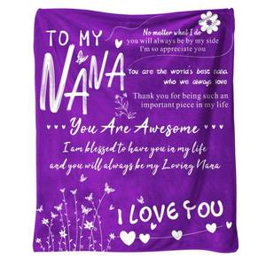 lot 20359 image: PasMiRea to My Nana 50X60 Soft Throw Blanket 310 Grams Purple Throw Gifts for Nanas Meaningful Mothers Day Present for Your Nana Designed for Easy Maintenance