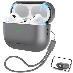 lot 20366 image: RFUNGUANGO for AirPods Pro 2nd Generation Protective Case, with Phone Holder Function, Magnetic Cover Lock, for AirPods Pro 2nd1st Generation Full Drop-Proof Protective Case with Lanyard, Grey