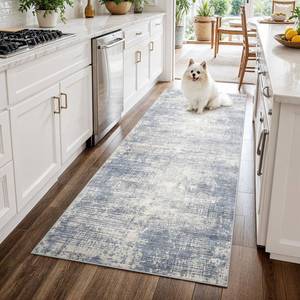 lot 20370 image: 3x6 Kitchen Washable Runner Rug - Non-Slip Hallway Rugs with Rubber Backing Abstract Neutral Low-Pile Carpet Runners for Laundry Room Home Decor Bedroom Bathroom Entryway (Blue Gray,3x6)