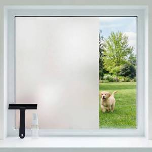 lot 20371 image: 16 in x 40 ft Frosted Window Privacy Film Heat Control UV Blocking with Tools, Static Cling Non-Adhesive Reusable, 2 Way Frosting Privacy Film for Glass Windows for Bathroom Home Office