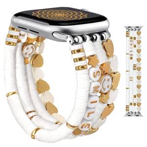 lot 20377 image: JR.DM Beaded Bracelet Compatible with Apple Watch 40mm 38mm 41mm 42mm Women Kids Girls Cute Fashion Preppy Stackable Handmade Stretchy Watch Strap for iWatch Series 1110987SE654321