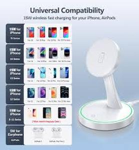 lot 10014 image: Wireless Charging Pad with Stand and USB-C Cable Lot of 2