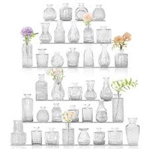 lot 19173 image: Small Glassware Assortment 36 Decorative Glass Vases