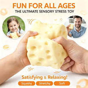 lot 20383 image: Yellow Cheese Squeeze Toy,Soft Novelty Toy, Rebounding Sensory,Help for Relax,Focus, Sensory Cheese for & Adults, Soft Novelty Rebounding Fidget Toy for Party (Light Yellow, 2.75 in)