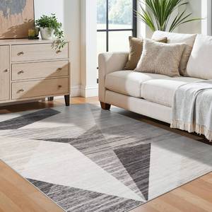lot 1700 image: 4x5 Washable Entryway Office Rug Mid Century Modern Area Rugs Geometric Non Slip Soft Low Pile Indoor Carpet for Living Room Bedroom Kitchen Bathroom Entrance (Grey Cream Beige, 4X5)