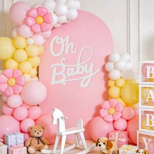 lot 2177 image: Babenest Flash White Felt Oh Baby Sign - Reusable Letter Banner for Backdrop, Balloon Arch Decor, Party Supplies for Baby Shower Party Birthday Decorations