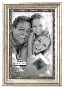 lot 2267 image: Malden International Designs Classic Wood Picture Frame, 4 by 6-Inch, Silver Bead