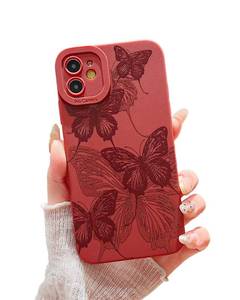 lot 4005 image: YUMUPIFE Compatible with iPhone 11 Case Cute Butterfly Pattern Design for Girls Women, Soft Silicone Shockproof Protective Designed for iPhone 11 Case-Red