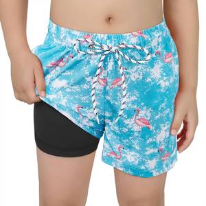 lot 4026 image: Century Star Boys Swim Trunks with Boxer Brief Liner Boys Swimwear Quick Dry Bathing Suit Toddler Swim Trunks Infused Flamingo 10-12 Years