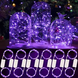 lot 4045 image: HXWEIYE 12 Pack Fairy Lights Battery Operated, 7ft 20LED Mini Twinkle String Light for Mason Jar DIY Wedding Table Centerpieces Party Bedroom Christmas (Purple)
