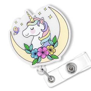 lot 4079 image: Cute Unicorn Badge Reel Retractable, Funny Badge Reel for Nurse Nursing Student RN MA CNA LPN Medical Worker & Teacher, Personalized Nurses Week Gifts, Unicorn Lovers Badge Holder with Alligator Clip