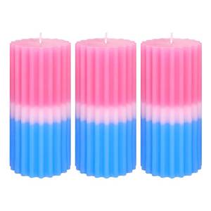 lot 4083 image: Ribbed Pillar Candles Set of 3 Width 3 High 6 100% Cotton Core Paraffin Wax Floral & Fruity Scented Candles for Bathroom Living Room Home Decor, 70H Long Burning Time1PC Aromatherapy Candle
