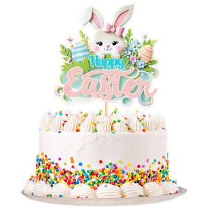 lot 4455 image: 1 Pcs Rabbit Cake Topper Easter Cake Topper Bunny Cake Topper Easter Party Cake Topper Decorations (Style 7)