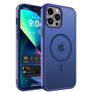 lot 4471 image: DEERLAMN Magnetic Matte Case for iPhone 14 Pro Max 6.7-Inch, Compatible with MagSafeMilitary Grade Drop Protection Anti-Fingerprint Slim Translucent Shockproof Protective Phone Cover, Blue