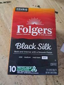 lot 4477 image: Folgers Black Silk Dark Roast Coffee K-Cup Pods 10 Count